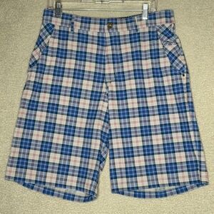 Lululemon Athletica Kahuna Shorts Men 34 Blue‎ Tartan Plaid Athleisure Preppy
